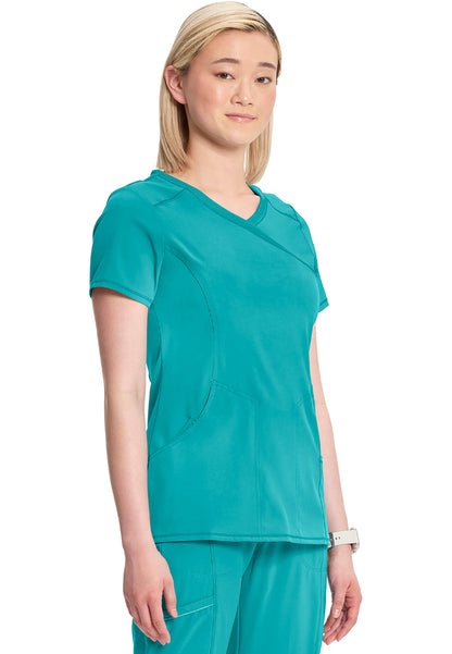 Cherokee Mock Wrap Scrub Top - Teal