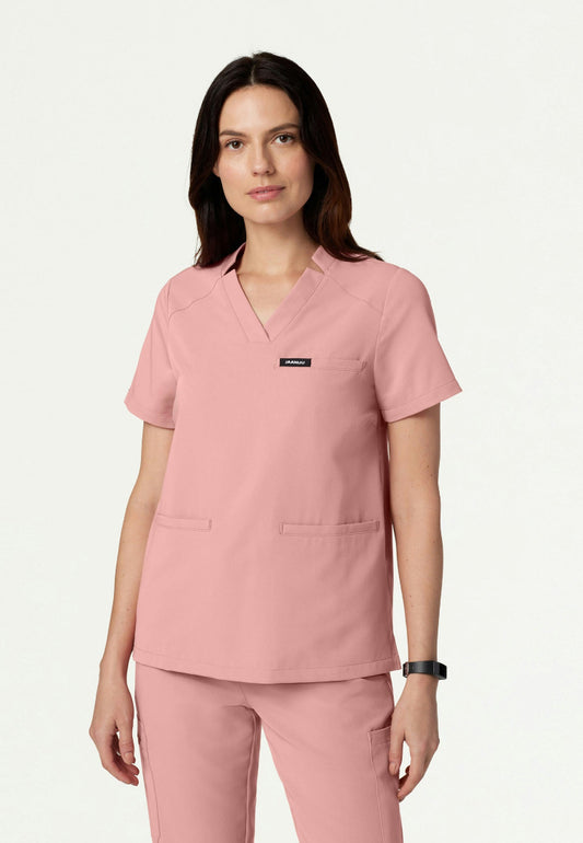 Blusa médica con cuello en V y muescas Helia - Malva