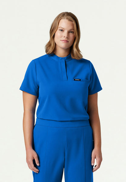 Savi Tuck-In Stand-Collar Scrub Top - Royal Blue