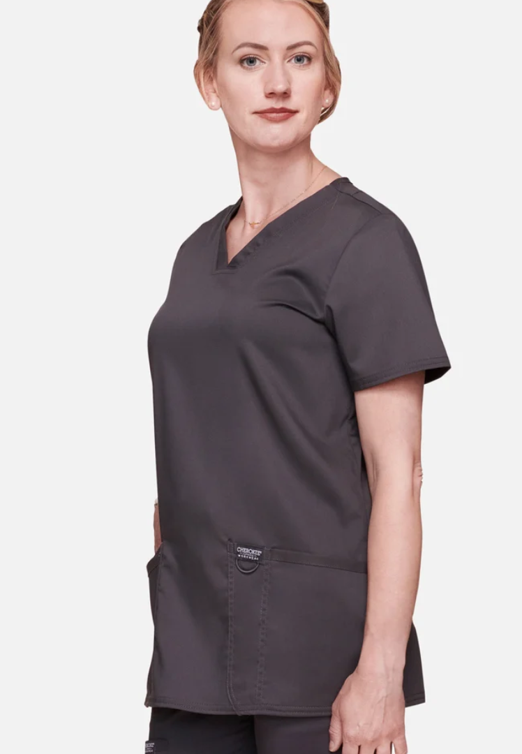 Cherokee Workwear Revolution 620 V-Neck Scrub Top - Pewter