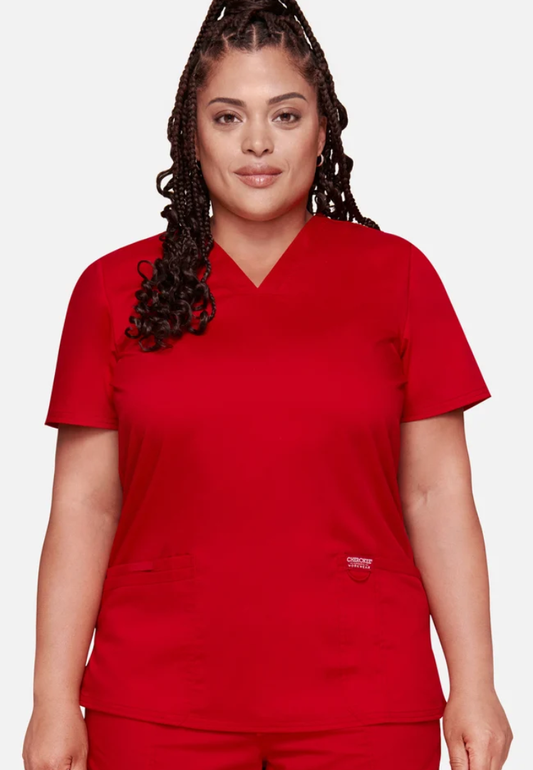 Cherokee Workwear Revolution 620 V-Neck Scrub Top - Red