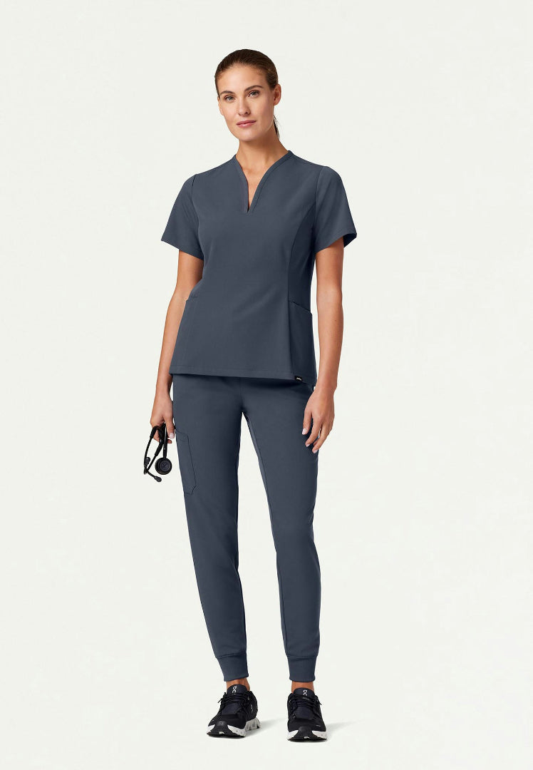 Calix Fit & Flare Scrub Top - Carbon Gray