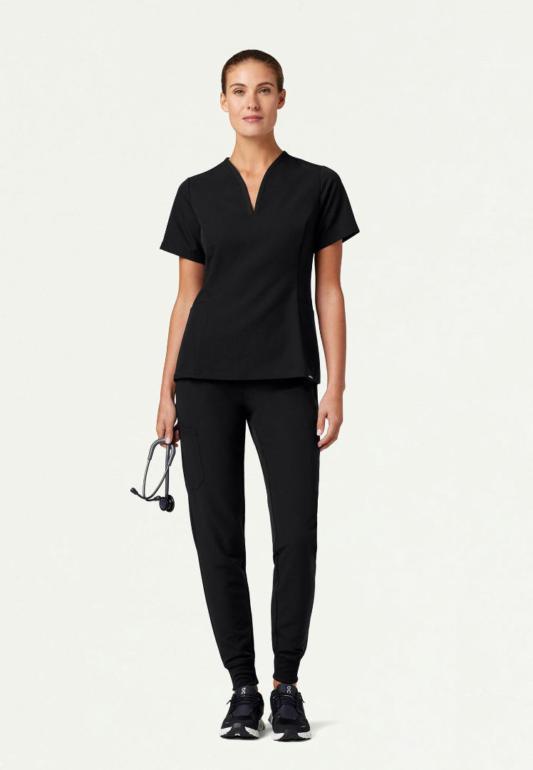 Blusa médica ajustada y acampanada Calix - Negra