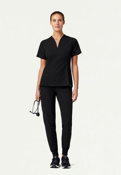 Blusa médica ajustada y acampanada Calix - Negra