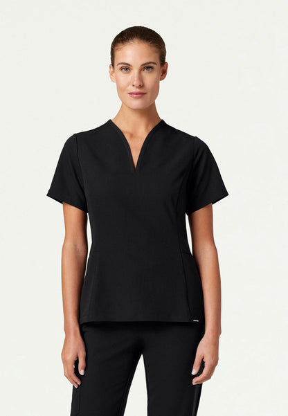 Blusa médica ajustada y acampanada Calix - Negra