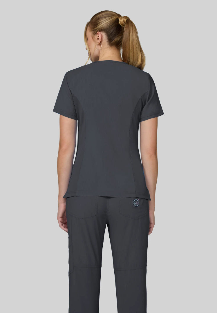 Koi Philosophy V-Neck Top - Charcoal