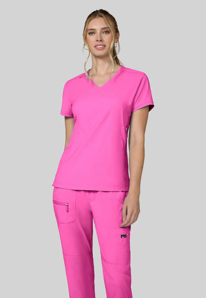 Koi Philosophy V-Neck Top - Hibiscus Pink