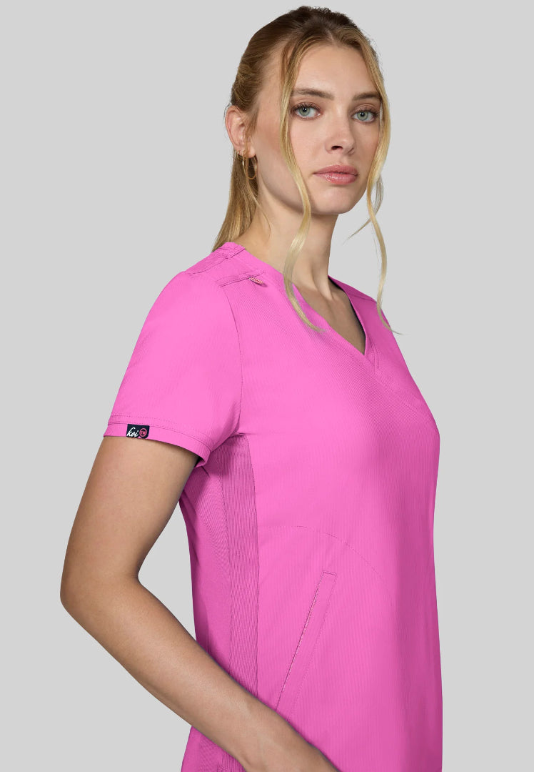 Koi Philosophy V-Neck Top - Hibiscus Pink