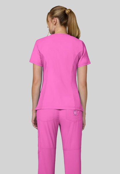 Koi Philosophy V-Neck Top - Hibiscus Pink