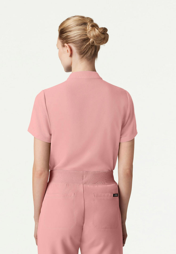 Savi Tuck-In Stand-Collar Scrub Top - Mauve