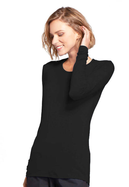 Cherokee Long Sleeve Underscrub Knit Tee - Black