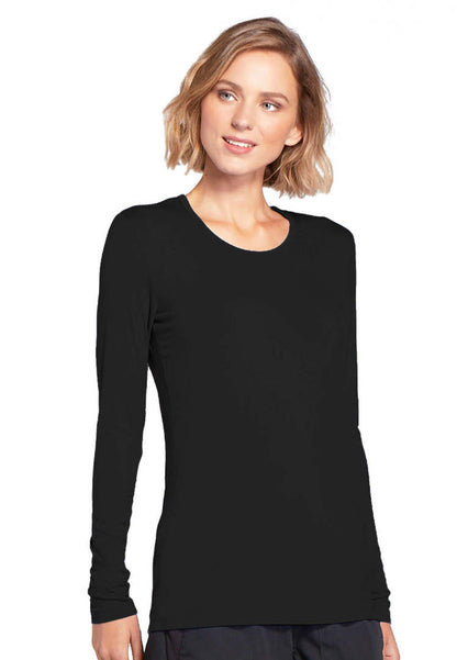 Cherokee Long Sleeve Underscrub Knit Tee - Black