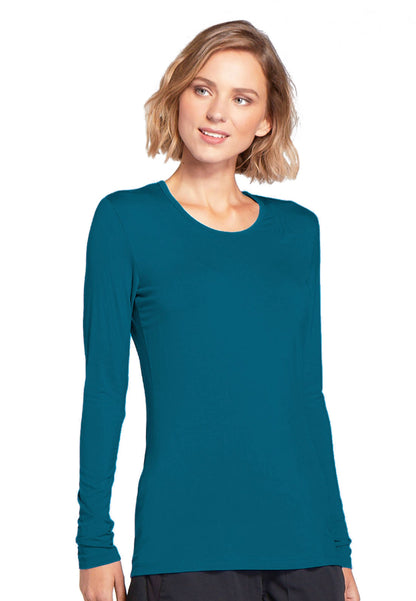 Cherokee Long Sleeve Underscrub Knit Tee - Caribbean