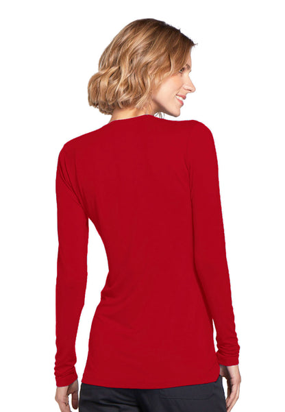 Cherokee Long Sleeve Underscrub Knit Tee - Red