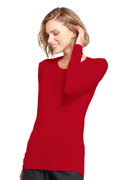 Cherokee Long Sleeve Underscrub Knit Tee - Red