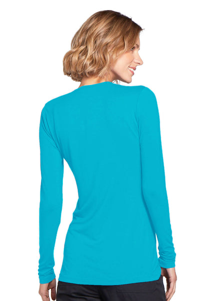 Cherokee Long Sleeve Underscrub Knit Tee - Turquoise