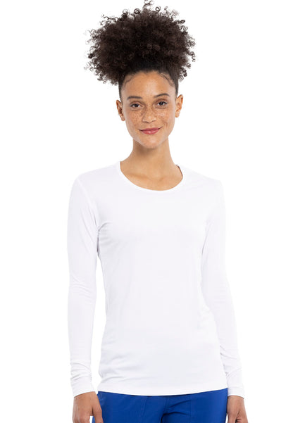 Cherokee Long Sleeve Underscrub Knit Tee - White