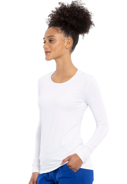 Cherokee Long Sleeve Underscrub Knit Tee - White