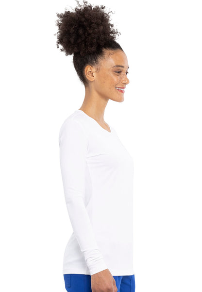 Cherokee Long Sleeve Underscrub Knit Tee - White