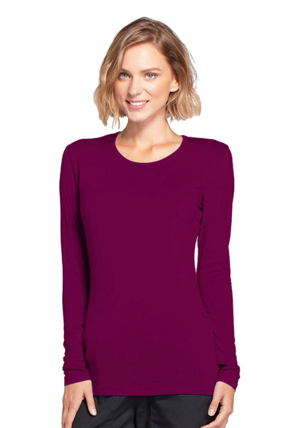 Cherokee Long Sleeve Underscrub Knit Tee - Wine