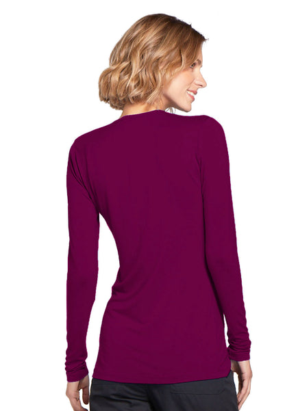 Cherokee Long Sleeve Underscrub Knit Tee - Wine