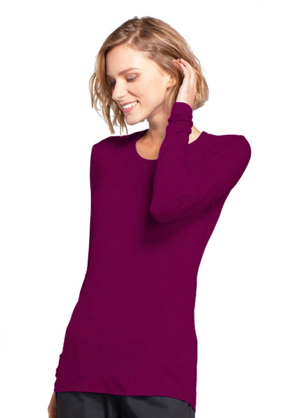 Cherokee Long Sleeve Underscrub Knit Tee - Wine