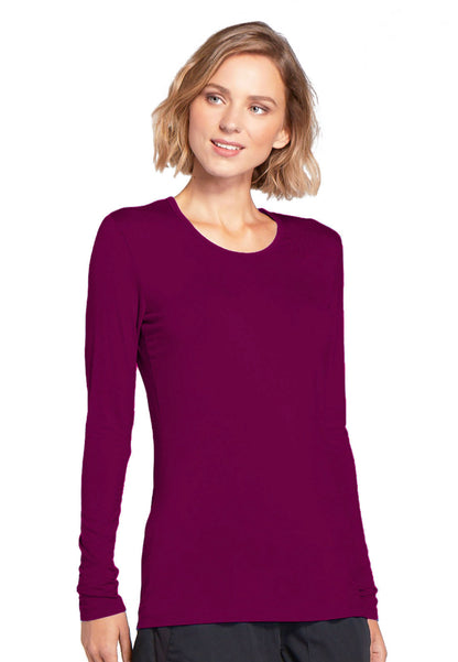 Cherokee Long Sleeve Underscrub Knit Tee - Wine
