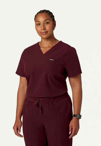 Rhena Essential 1-Pocket Scrub Top - Burgundy