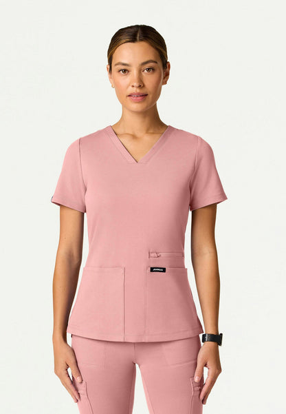 Kass Slim 4-Pocket UltraSOFT Scrub Top - Mauve