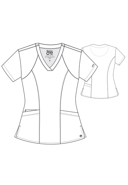 Fashion Print V-Neck Scrub Top - Azure Waves