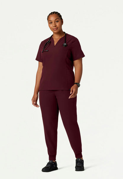 Calix Fit & Flare Scrub Top - Burgundy