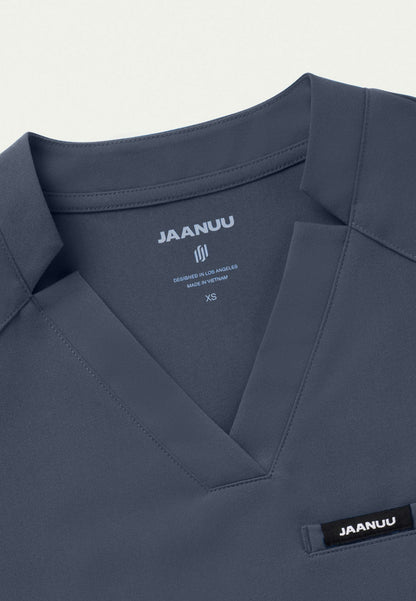 Helia Notched V-Neck Scrub Top - Carbon Gray