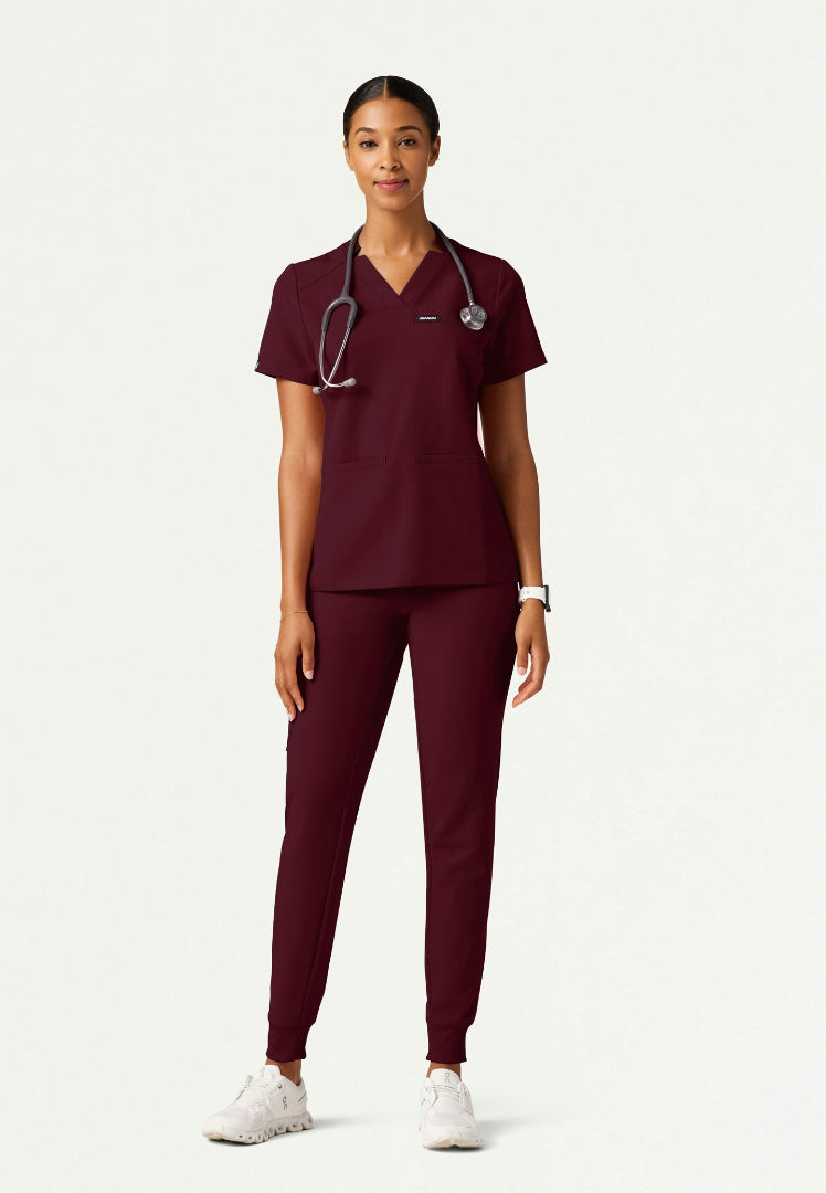 Silex Slim Knit-Waist Scrub Jogger - Burgundy