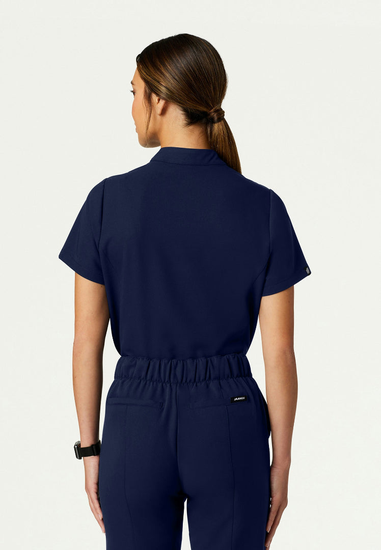 Savi Tuck-In Stand-Collar Scrub Top - Midnight Navy