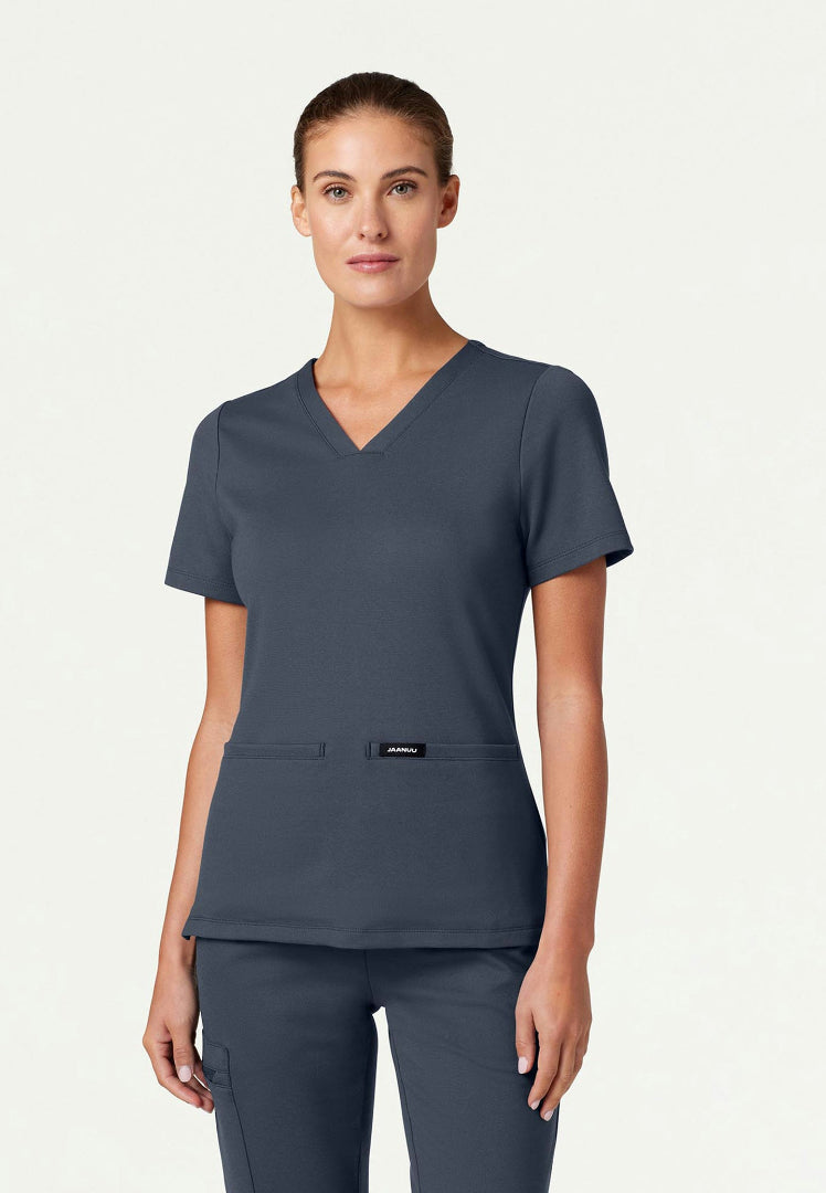 Cesi Slim UltraSOFT Scrub Top - Carbon Gray