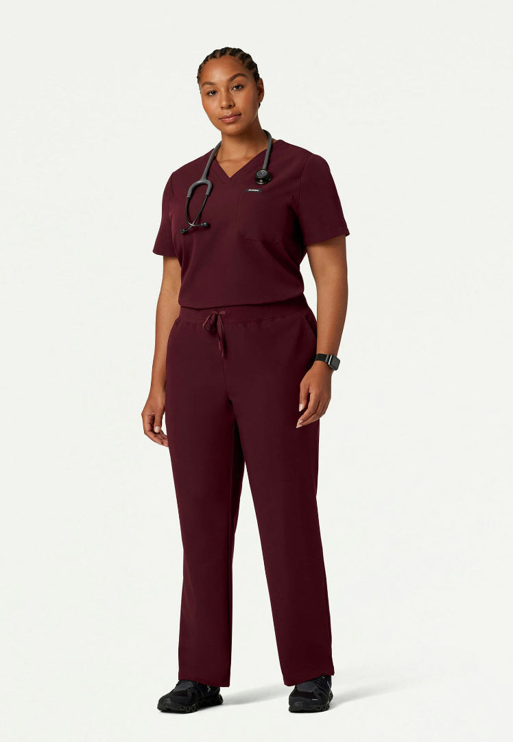 Rhena Essential 1-Pocket Scrub Top - Burgundy