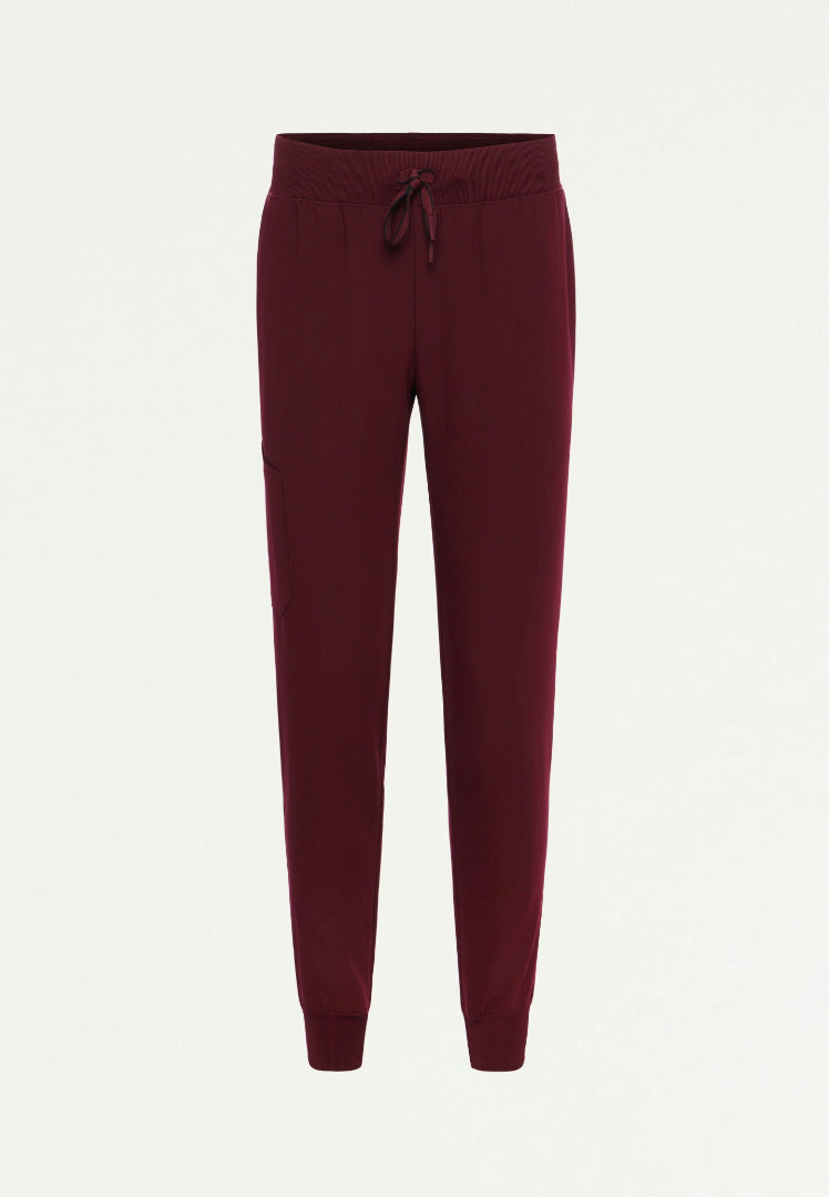 Silex Slim Knit-Waist Scrub Jogger - Burgundy