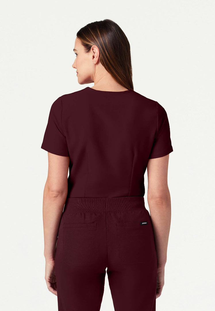 Rhena Slim Essential 1-Pocket Scrub Top - Burgundy
