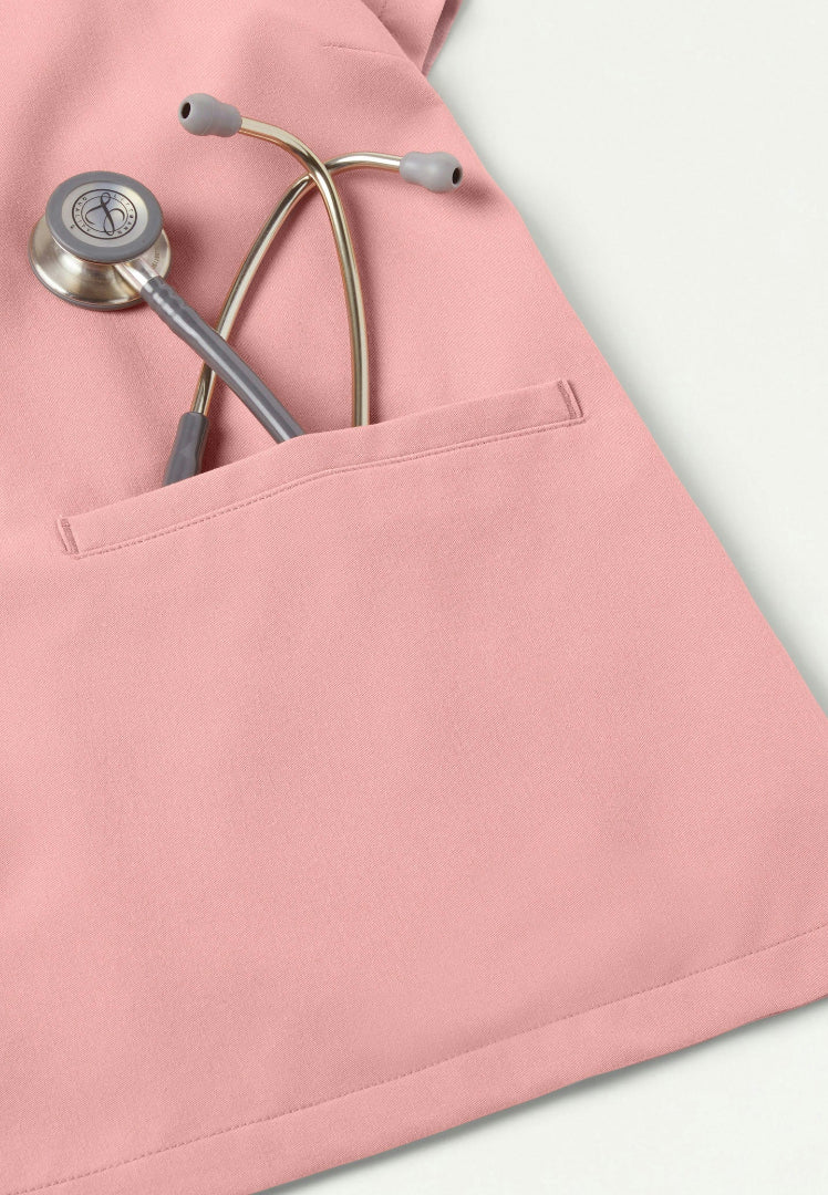 Helia Notched V-Neck Scrub Top - Mauve