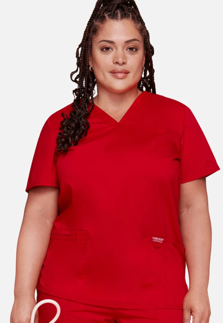 Cherokee Workwear Revolution 620 V-Neck Scrub Top - Red