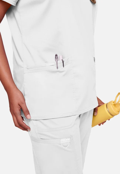 Haut d'uniforme médical à col en V Cherokee Workwear Revolution 620 - Blanc