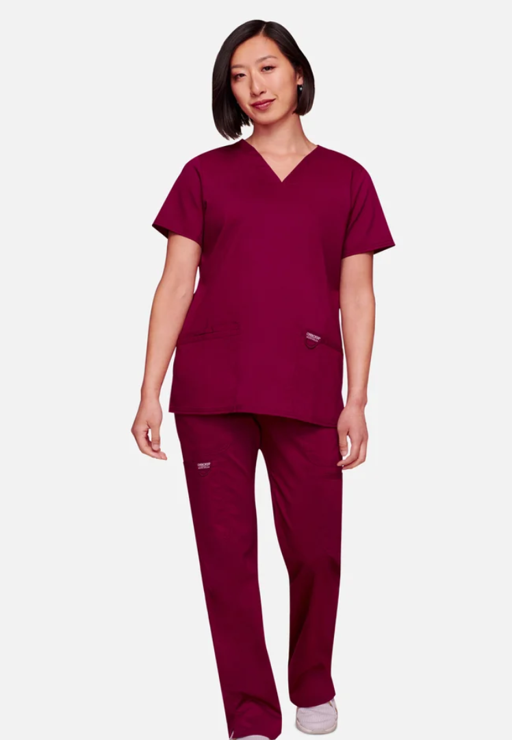 Cherokee Workwear Revolution 620 V-Neck Scrub Top - Wine