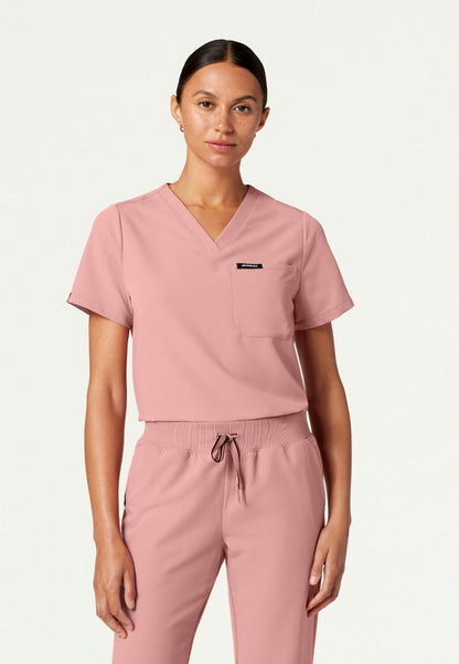 Rhena Essential 1-Pocket Scrub Top - Mauve