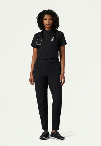 Savi Tuck-In Stand-Collar Scrub Top - Black