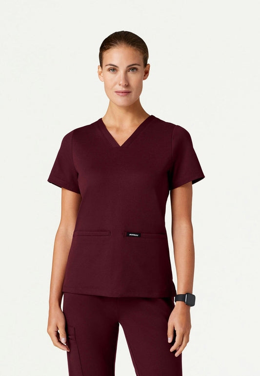 Cesi Slim UltraSOFT Scrub Top - Burgundy
