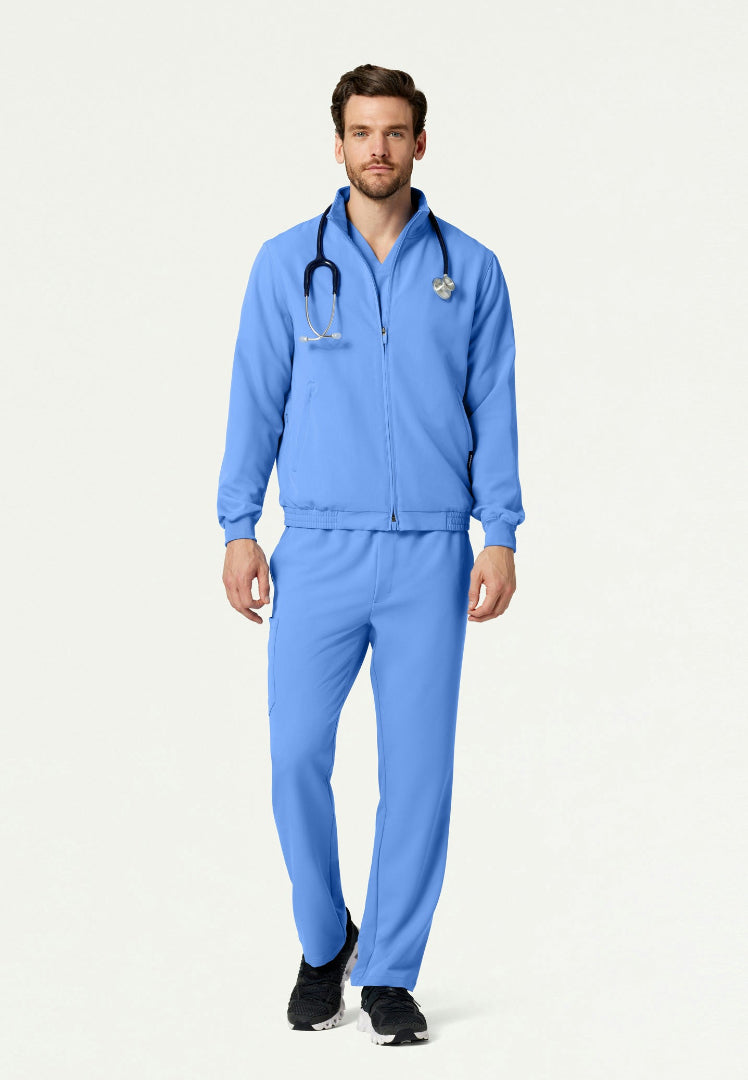 Wolfe Everyday 6-Pocket Scrub Jacket - Ciel Blue