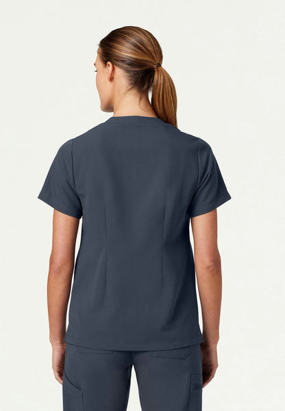 Helia Notched V-Neck Scrub Top - Carbon Gray