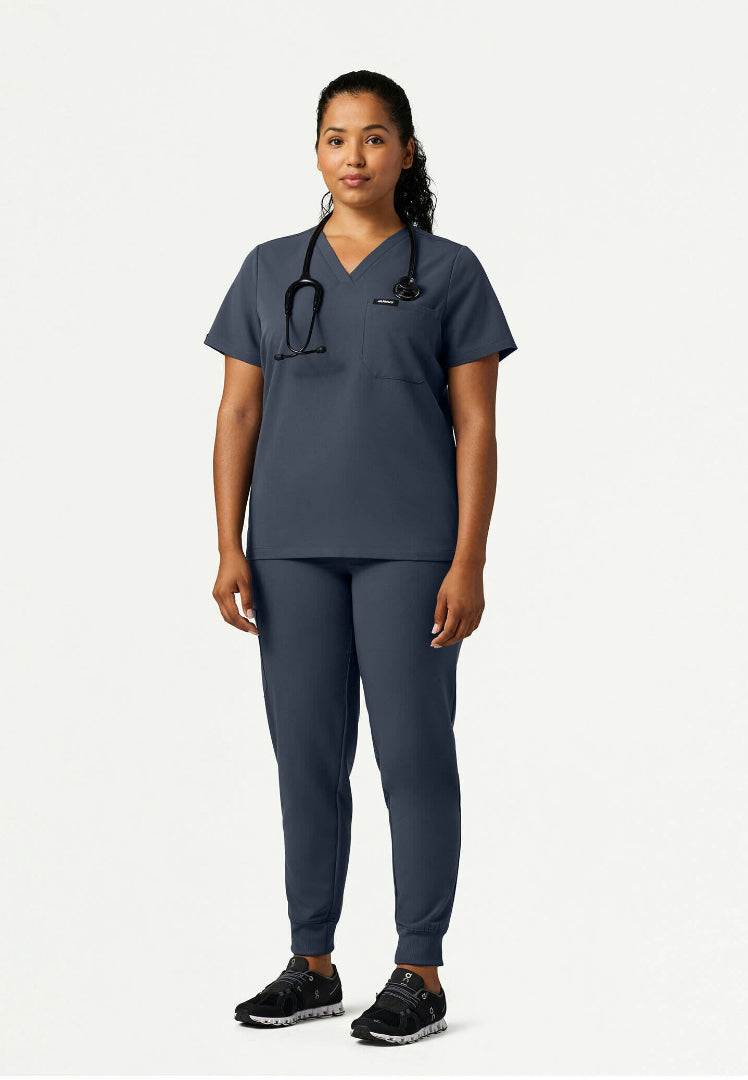 Blusa médica Rhena Slim Essential de un bolsillo - Gris carbón