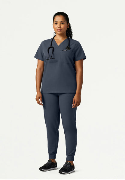 Blusa médica Rhena Slim Essential de un bolsillo - Gris carbón