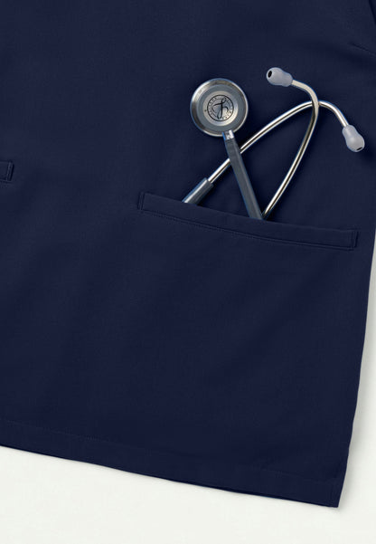 Helia Notched V-Neck Scrub Top - Midnight Navy